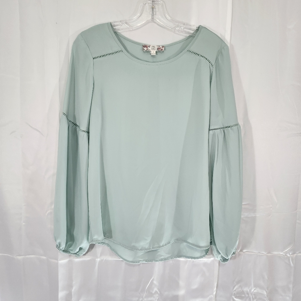 Pink Rose Size Small Green Relaxed Blouse